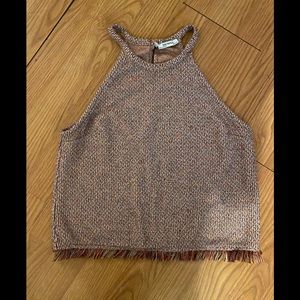 NWOT Zara Top with Fringe Bottom - Size Small